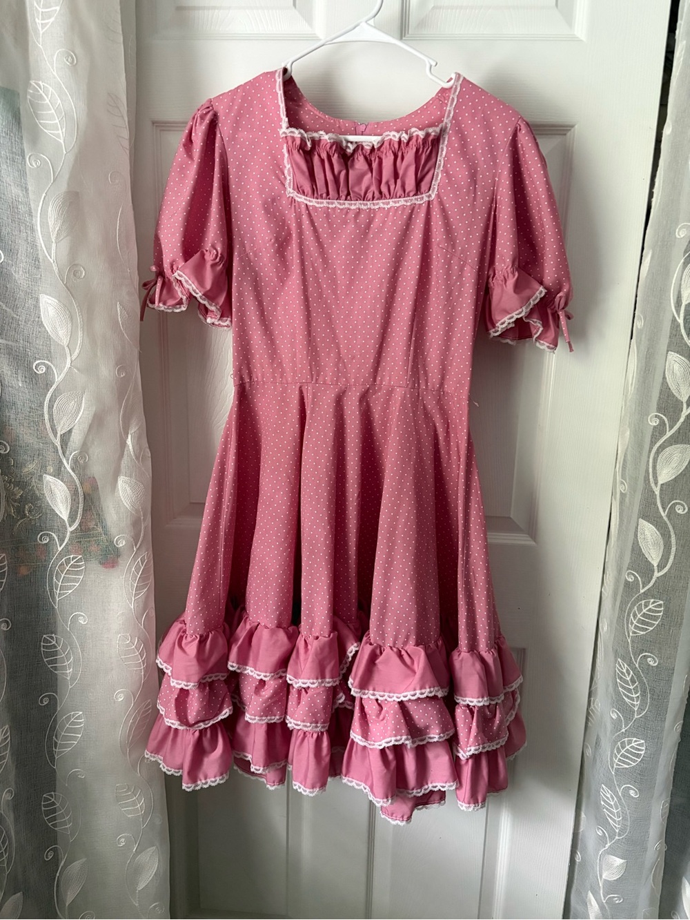 Vintage Malco Modes 60s 70s babydoll tiered Ruffle Polka Dot dance Dress size 12